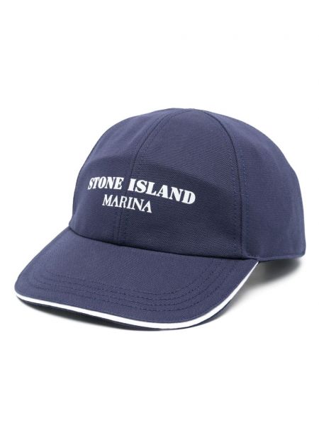 Cappello con visiera di cotone Stone Island blu