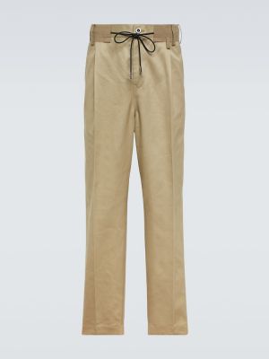 Pantalon droit en coton Sacai beige