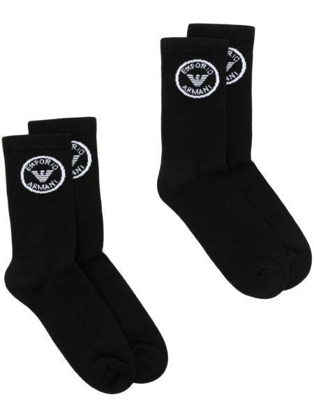 Βαμβακερός κάλτσες Emporio Armani μαύρο