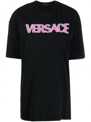 Kokvilnas t-krekls ar apdruku Versace melns