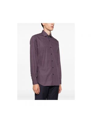 Camisa de algodón con estampado con estampado geométrico Barba violeta
