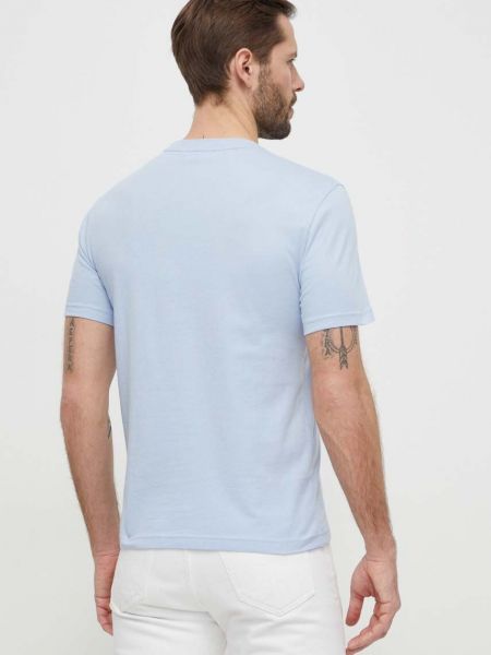 Koszulka bawełniana z nadrukiem Calvin Klein niebieska