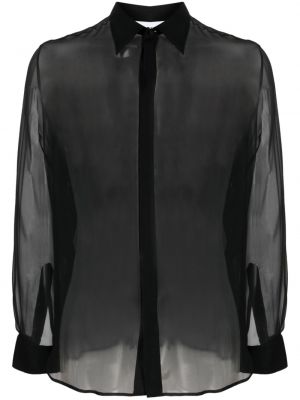 Priehľadná hodvábna košeľa Moschino čierna