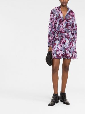 Šaty s potiskem s abstraktním vzorem Iro fialové