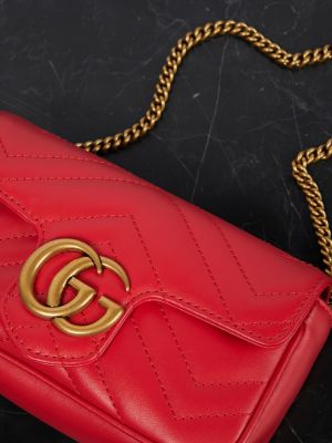 Кожени чанта за ръка Gucci червено