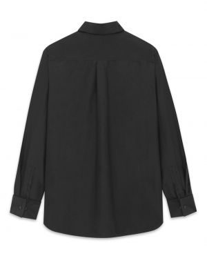 Bavlněná hedvábná košile Saint Laurent černá