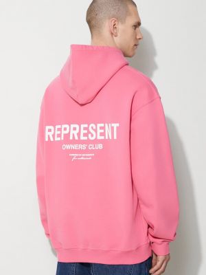 Pamučna hoodie s kapuljačom Represent ružičasta