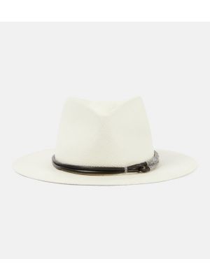 Sombrero de cuero Brunello Cucinelli blanco