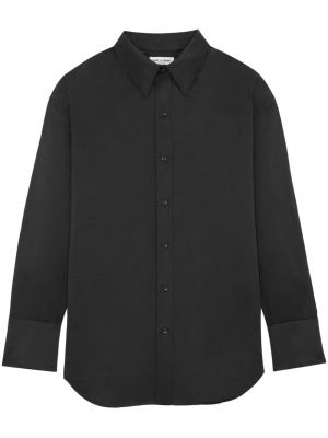 Svilena satenska srajca Saint Laurent črna