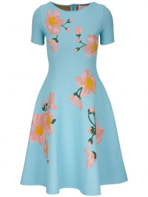 Kvetinové midi šaty s potlačou Carolina Herrera modrá