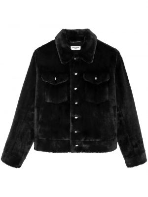 Džínová bunda s kožíškem Saint Laurent černá