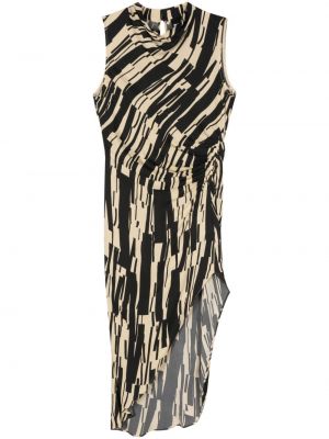 Asymetrické šaty s potlačou s abstraktným vzorom Dkny