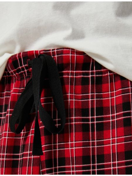 Hosszú ujjú kockás pizsama nyomtatás Koton - piros