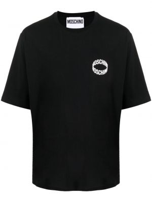 Bombažna majica s potiskom Moschino črna