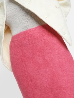 Vunena midi suknja od kašmira Xu Zhi ružičasta