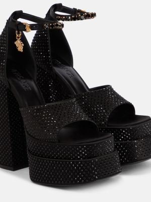 Sandales à plateforme à imprimé Versace noir