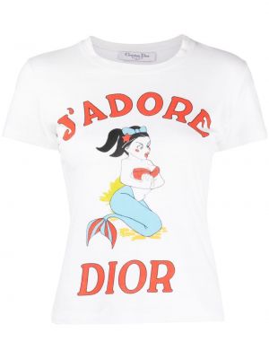 Bavlněné tričko s potiskem Christian Dior bílé