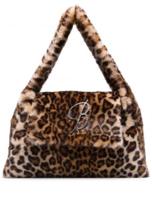 Кожа чанта за ръка с принт с леопардов принт Blumarine