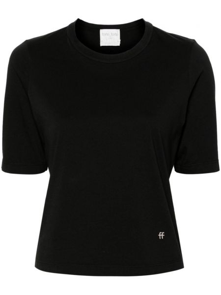 Medvilninis siuvinėtas marškinėliai Forte_forte juoda