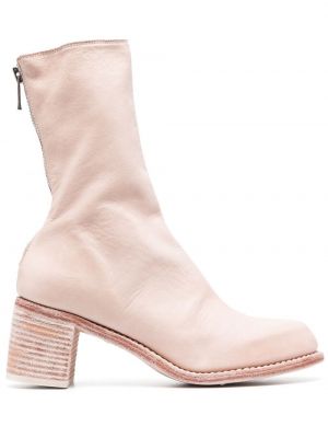Leder ankle boots mit absatz Guidi pink