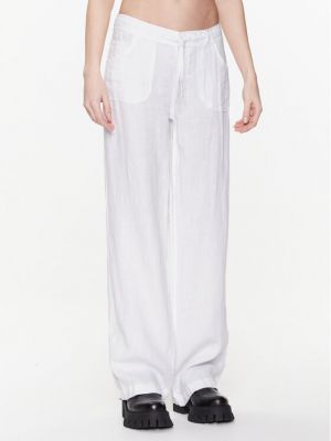 Ленени панталон с джобове Bdg Urban Outfitters бяло