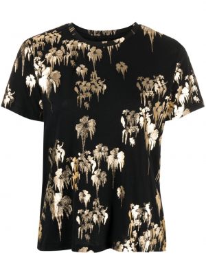 Kokvilnas t-krekls ar ziediem ar apdruku Cynthia Rowley melns
