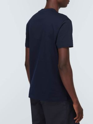 T-shirt ricamato di cotone in jersey Versace blu
