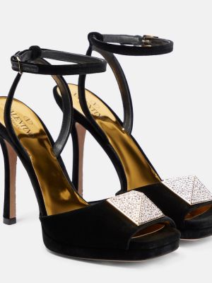 Sandale de catifea Valentino Garavani negru