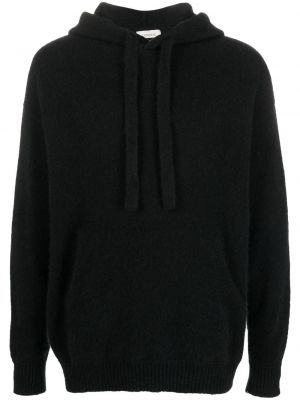 Hoodie i stickad Laneus svart