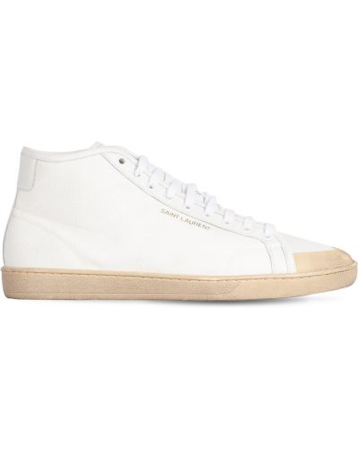 Sneakersy bawełniane Saint Laurent białe