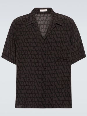 Копринена риза Valentino черно