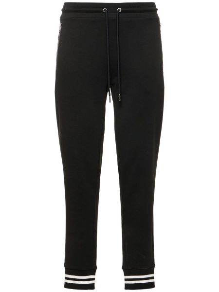 Pantaloni sport din fleece din bumbac Moncler negru