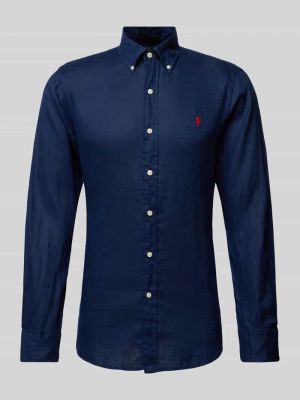 Lniana koszula casual Polo Ralph Lauren niebieska