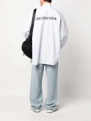 Koszula bawełniana w paski z nadrukiem Balenciaga