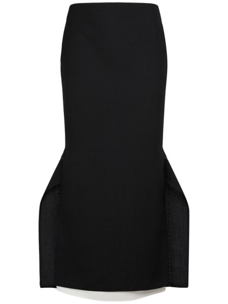 Falda midi de lana The Row negro