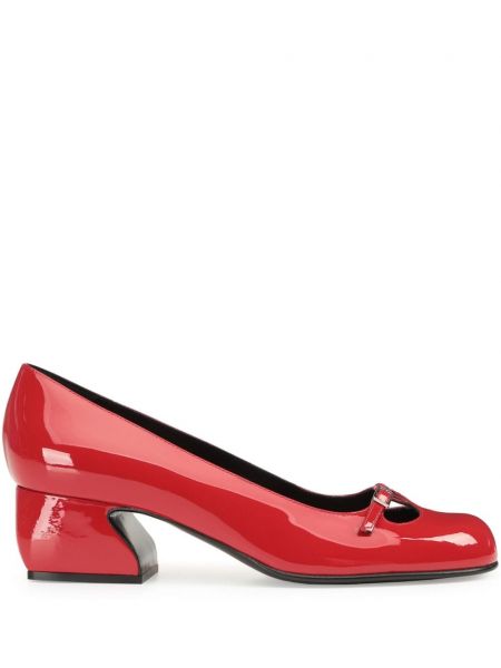 Кожени полуотворени обувки Sergio Rossi червено