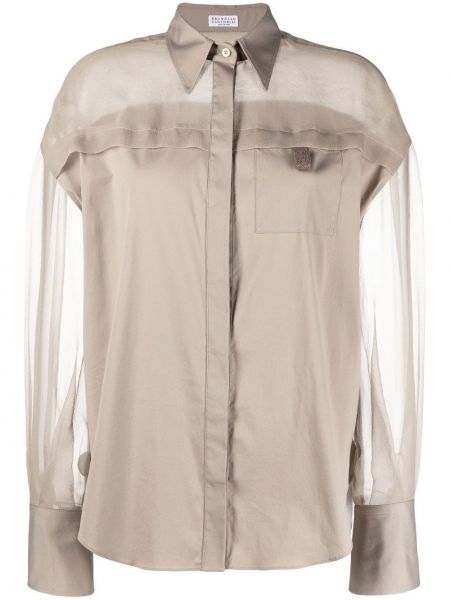 Krage bluse Brunello Cucinelli grønn