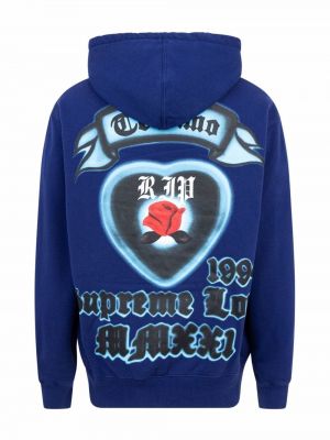 Raštuotas džemperis su gobtuvu Supreme mėlyna