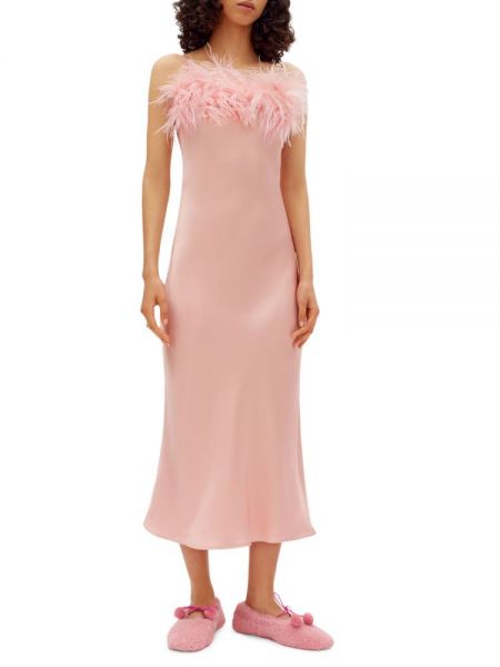 Платье в бельевом стиле с перьями Sleeper розовый