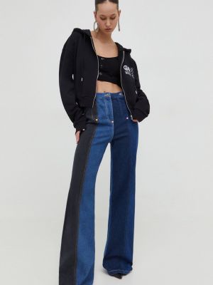 Pamučna hoodie s kapuljačom Moschino Jeans crna