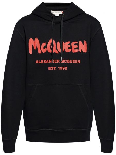 Raštuotas medvilninis džemperis su gobtuvu Alexander Mcqueen