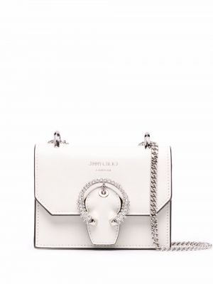 Krystaller spenne mini bag Jimmy Choo hvit