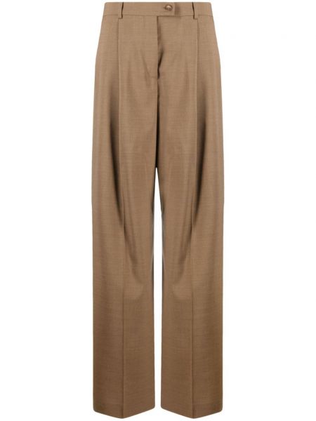 Pantalon taille haute en laine Sportmax marron