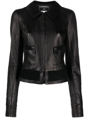 Kožna jakna Chanel Pre-owned crna