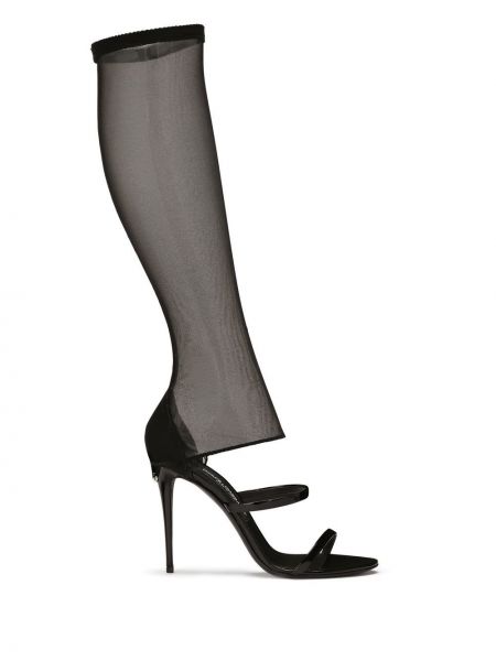 Sandale din piele din tul Dolce & Gabbana negru