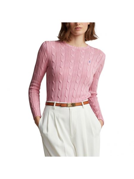 Chaleco de punto de cuello redondo con trenzado Polo Ralph Lauren rosa