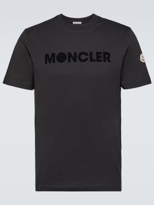 Памучна тениска от джърси Moncler черно