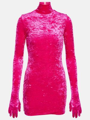 Бархатное платье мини Vetements розовое