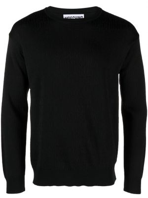 Жакардов пуловер с кръгло деколте Moschino черно