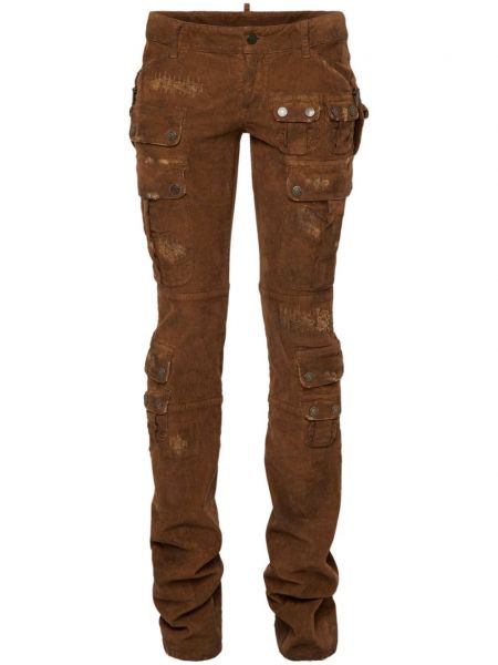 Pantalons moulants taille basse en velours côtelé skinny Dsquared2 marron